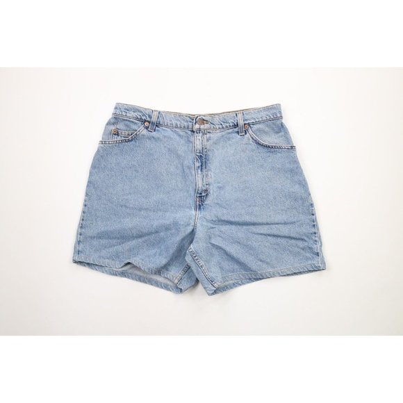 Vtg 90s Levis 951 Orange Tab Womens 16 Distressed Relaxed Fit Denim Shorts Jorts - Picture 1 of 13